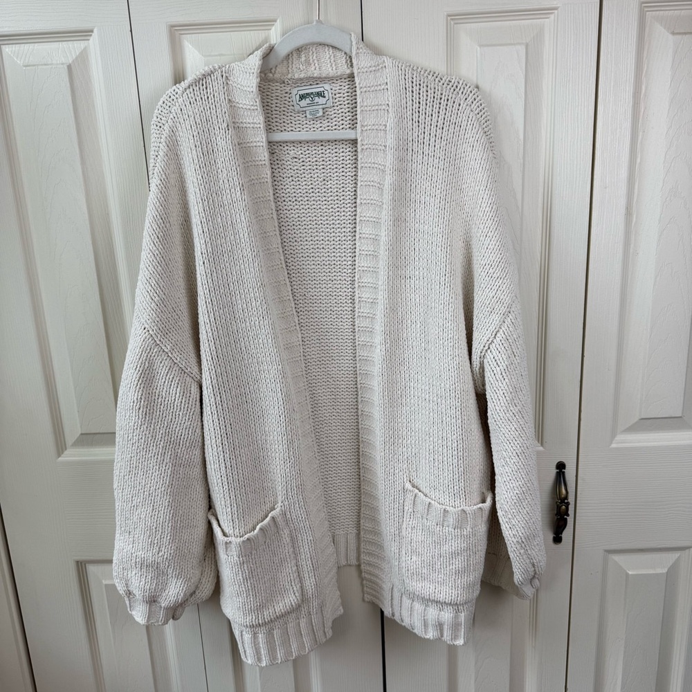 American Eagle Off White Chunky Knit Oversized Open Cardigan Women’s Size XL